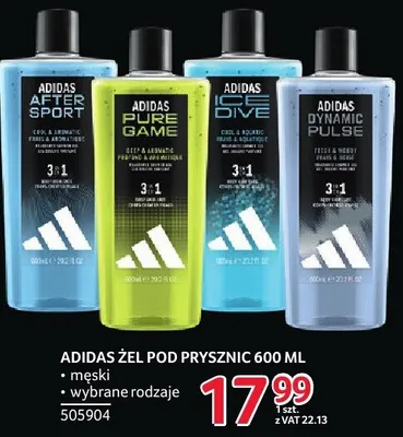 Żel pod prysznic Adidas 600 ml męski wybrane rodzaje promocja w Selgros
