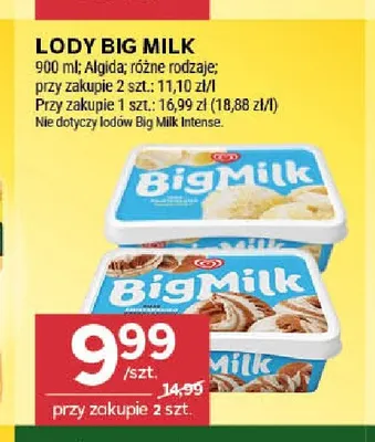 Lody Big Milk promocja w Stokrotka
