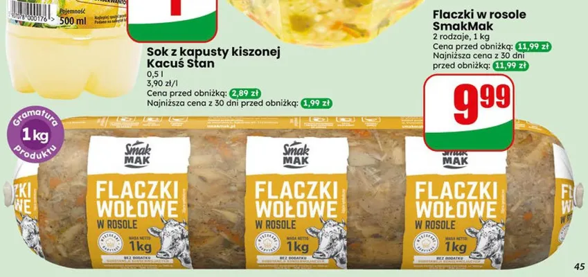 Sok z kapusty kiszonej Kacuś Stan promocja w Dino