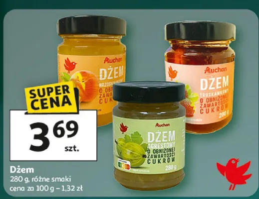 Dżem o obniżonej zawartości cukru promocja w Auchan