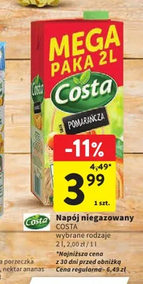 Napój niegazowany Costa promocja w Intermarche