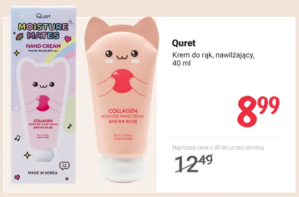 Krem do rąk nawilżający Quret promocja w Rossmann
