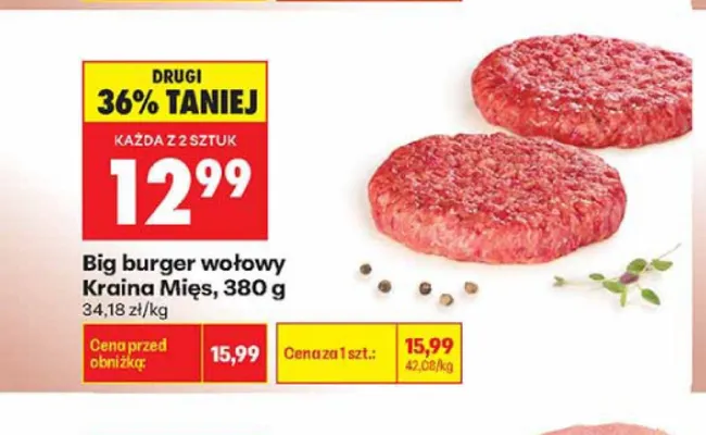 Big burger wołowy Kraina Mięs promocja w Biedronka