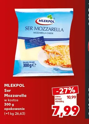 Ser Mozzarella w kostce Mlekpol promocja w Kaufland