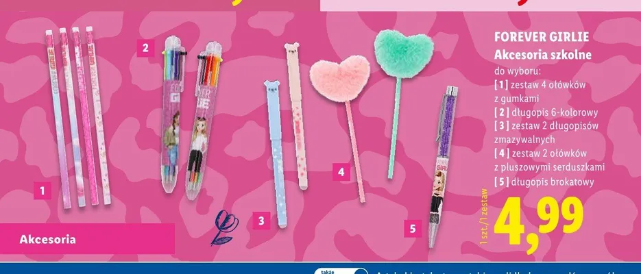 Ołówki z pluszowymi serduszkami Forever Girlie 2-pak promocja w Lidl
