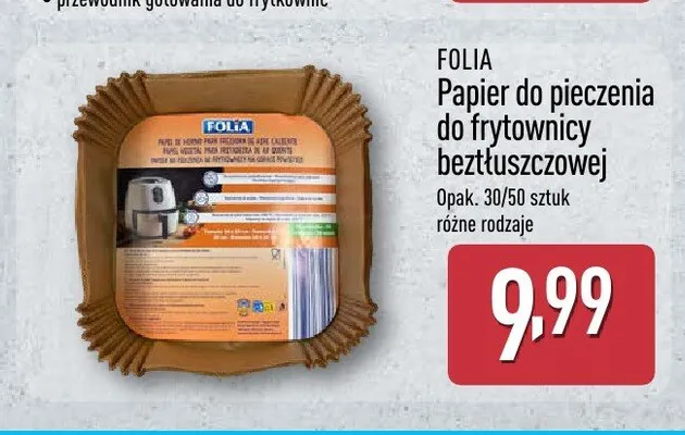 Papier do pieczenia do frytkownicy beztłuszczowej Folia promocja w Aldi