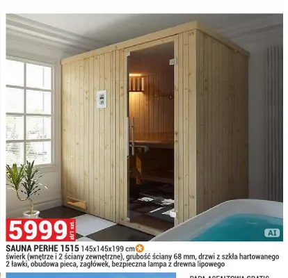 Sauna Perhe 1515 145x145x199 cm promocja w Merkury Market