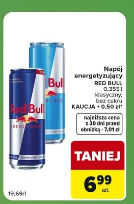 Napój energetyzujący Red Bull bez cukru promocja w Carrefour Express