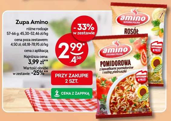 Zupa Amino różne rodzaje promocja w Żabka