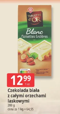 Czekolada biała z całymi orzechami laskowymi promocja w Leclerc