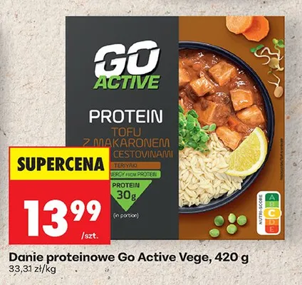 Danie proteinowe Go Active Vege tofu z makaronem teriyaki promocja w Biedronka