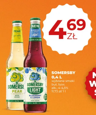 Piwo Somersby Light Blueberry & Lemon butelka bezzwrotna promocja w Duży Ben