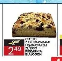 Ciasto z truskawkami i rabarbarem Piekarnia Białogon promocja w Wafelek