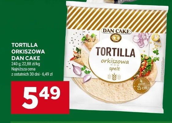 Tortilla orkiszowa Dan Cake promocja w Stokrotka
