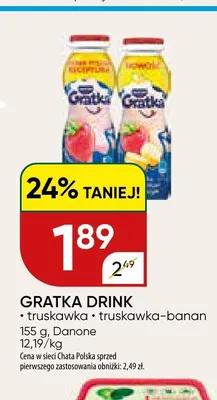 Napój Gratka Drink truskawka-banan Danone promocja w Chata Polska