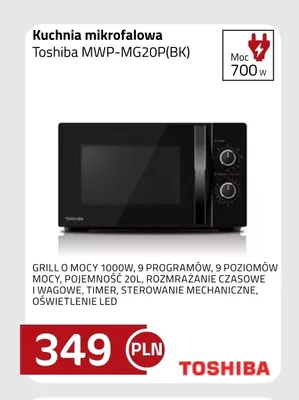 Kuchnia mikrofalowa Toshiba MWP-MG20P(BK) promocja w kakto.pl