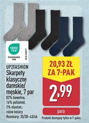 Skarpety klasyczne damskie/męskie promocja w Aldi