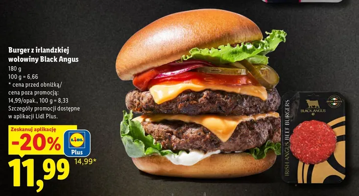 Burger z irlandzkiej wołowiny Black Angus promocja w Lidl