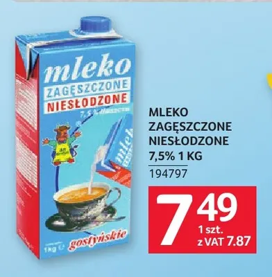 Mleko zagęszczone niesłodzone 7,5% Gostyńskie promocja w Selgros