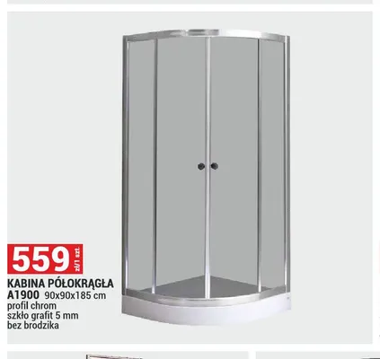 Kabina prysznicowa półokrągła A1900 promocja w Merkury Market