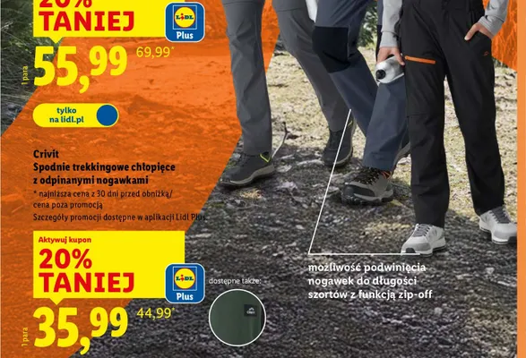 Spodnie trekkingowe chłopięce z odpinanymi nogawkami promocja w Lidl