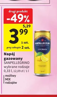 Napój gazowany Sanpellegrino promocja w Intermarche