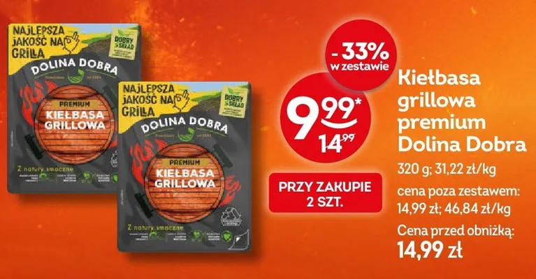 Kiełbasa grillowa premium Dolina Dobra promocja w Żabka