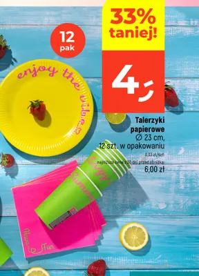 Talerzyki papierowe 12-pak 23 cm promocja w Dealz