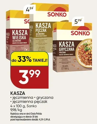 Kasza jęczmienna pęczak Sonko 4-pak promocja w Chata Polska