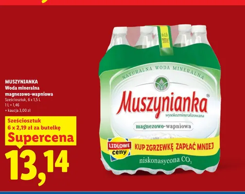 Woda mineralna gazowana magnezowo-wapniowa Muszynianka 6-pak promocja w Lidl