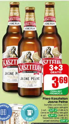 Piwo Kasztelan Jasne Pełne butelka zwrotna promocja w Dino