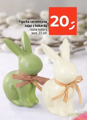 Figurka ceramiczna zając z kokardą różne kolory promocja w Dealz