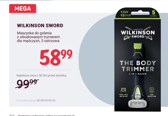 Maszynka do golenia z wbudowanym trymerem dla mężczyzn Wilkinson Sword 5 ostrzowa promocja w Rossmann