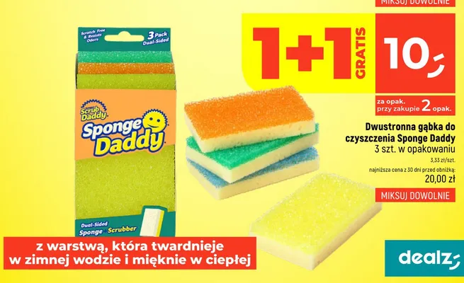 Dwustronna gąbka do czyszczenia Sponge Daddy 3-pak promocja w Dealz