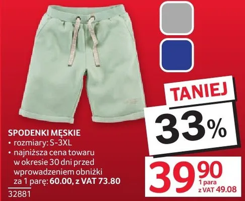 Spodenki męskie rozmiary S-3XL promocja w Selgros