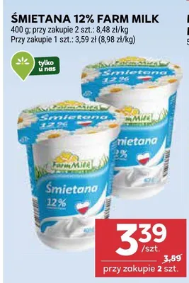 Śmietana 12% promocja w Stokrotka