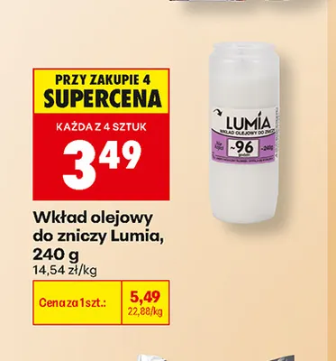Wkład olejowy do zniczy Lumia promocja w Biedronka