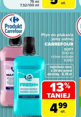 Płyn do płukania jamy ustnej Soft Fresh+ Carrefour promocja w Carrefour Market