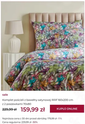 Komplet pościeli z bawełny satynowej Rillif 160x200 cm z 2 poszewkami 70x80 home & you promocja w home&you