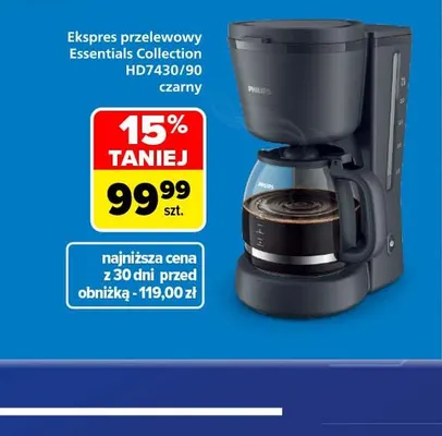 Ekspres przelewowy Essentials Collection HD7430/90 Philips promocja w Carrefour