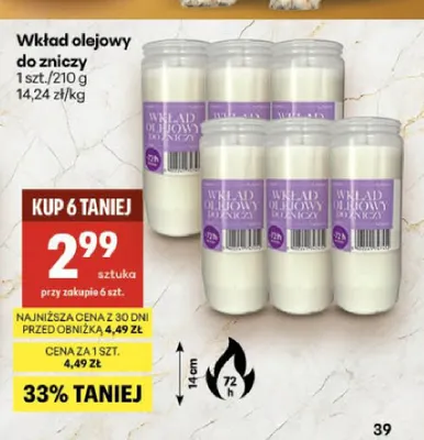 Wkład olejowy do zniczy promocja w Delikatesy Centrum