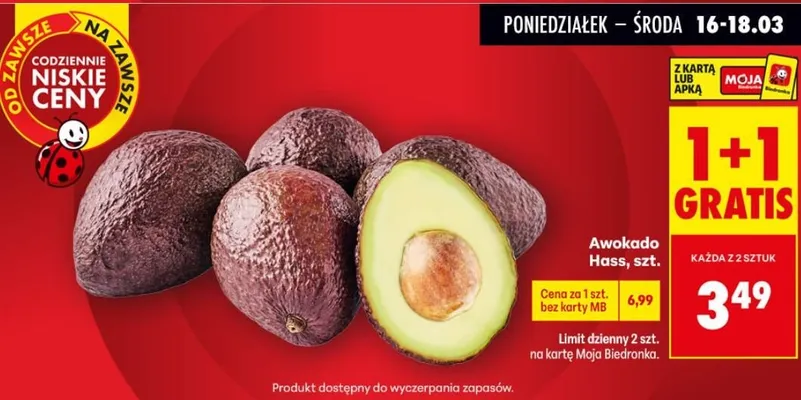Awokado Hass 1+1 GRATIS promocja w Biedronka