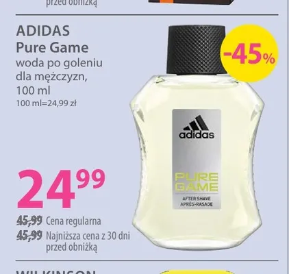 Woda po goleniu dla mężczyzn Adidas Pure Game promocja w Hebe