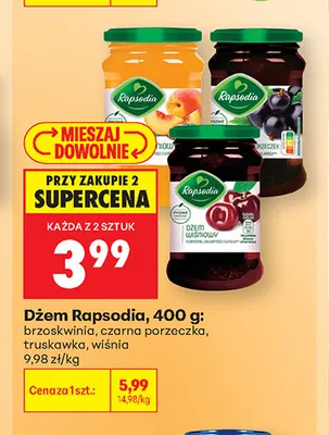 Dżem brzoskwinia Rapsodia promocja w Biedronka