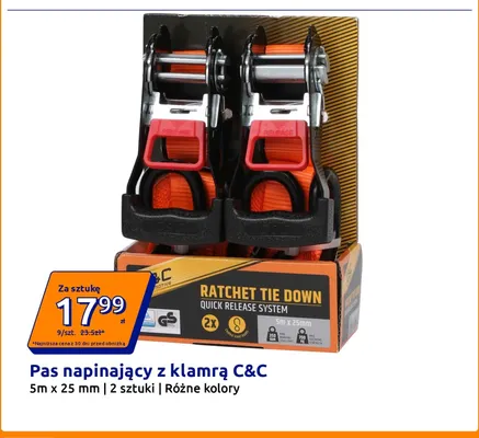 Pas napinający z klamrą C & C 2-pak 5mx25 mm promocja w Action