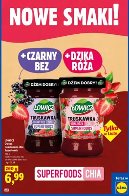 Owoce z nasionami chia Superfoods truskawka-czarny bez Łowicz promocja w Lidl