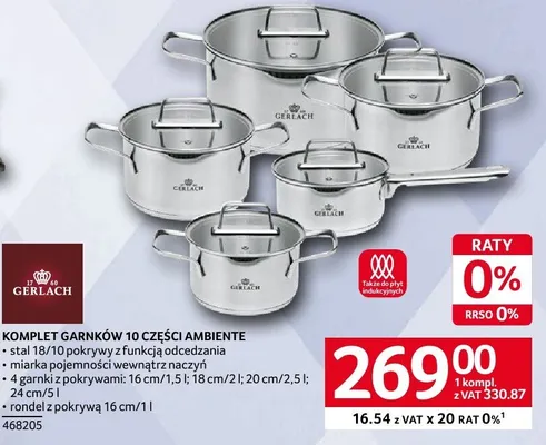 Komplet garnków 10 części Ambiente promocja w Selgros