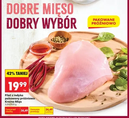 Filet z indyka pakowany próżniowo Kraina Mięs promocja w Biedronka