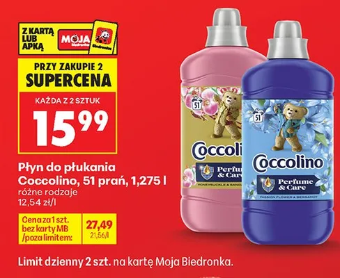 Płyn do płukania Coccolino Honeysuckle & Sandalwood 51 prań promocja w Biedronka