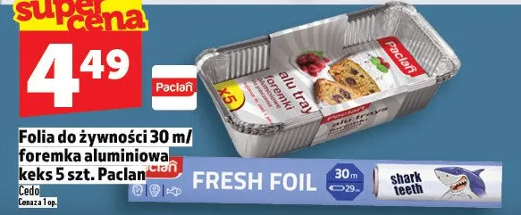 Folia do żywności 30m/foremka aluminiowa keks 5 szt. promocja w TOPAZ